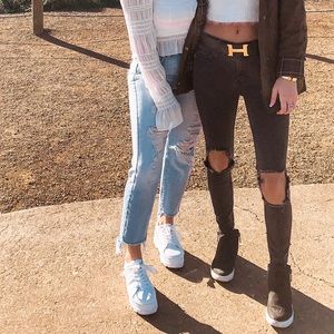 Free People High Rise Busted Skinny Jeans
